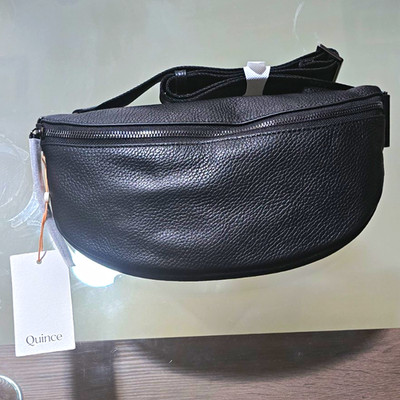 New Quince Italian Pebbled Leather Sling Bag-Black FREE SHIPPING