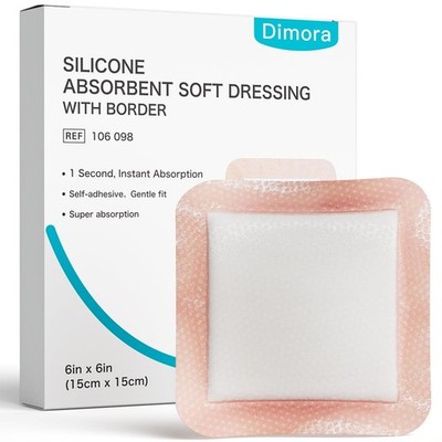 Dimora Silicone Super Absorbent Wound Dressings  Gentle Adhesive Bandages wit...