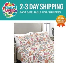 Delicate Floral Twin Sheets Set - Lightweight Microfiber for All Seasons Comfort