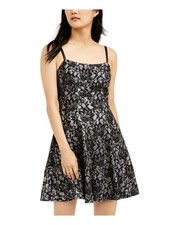 SPEECHLESS Womens Short Dress Black Spaghetti Strap Shimmering Juniors 3