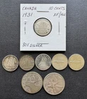 8 Silver Canada Coins – 6 dimes 1931-1967, 2 quarters 1937-57; $1.10 face value