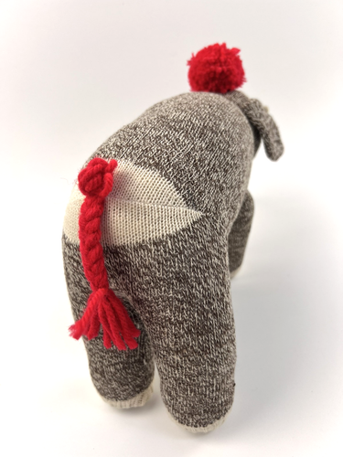 Sock Monkey Circus Elephant Plush Knitted Pom-Pom Handmade Rockford Red Heel - Picture 4 of 7