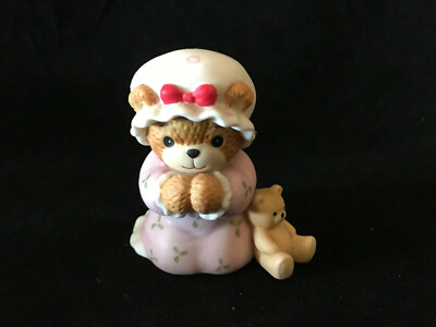 Lucy & Me Little Girl Bear Saying Prayers With Teddy Bear Lucy Rigg ENESCO 1985