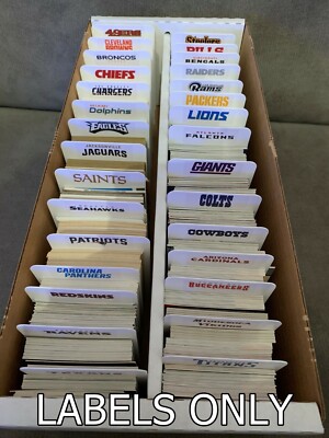 32 Customized NFL Wordmark Team Labels For BCW Tall Card Dividers LABELS ONLY