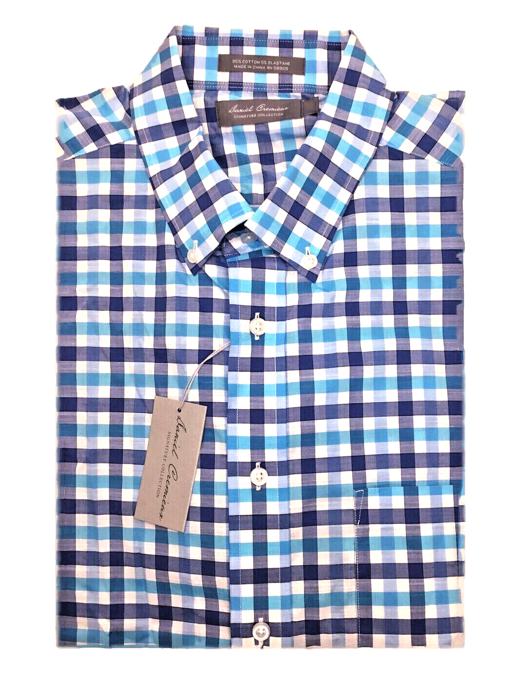 Хлопковая клетчатая рубашка Cremieux Signature Collection , французский синий , XL, 79 долларов США