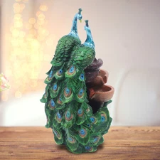 Small Desktop Peacock Water Fountain Waterfall Ornament Humidifier Home Dcor