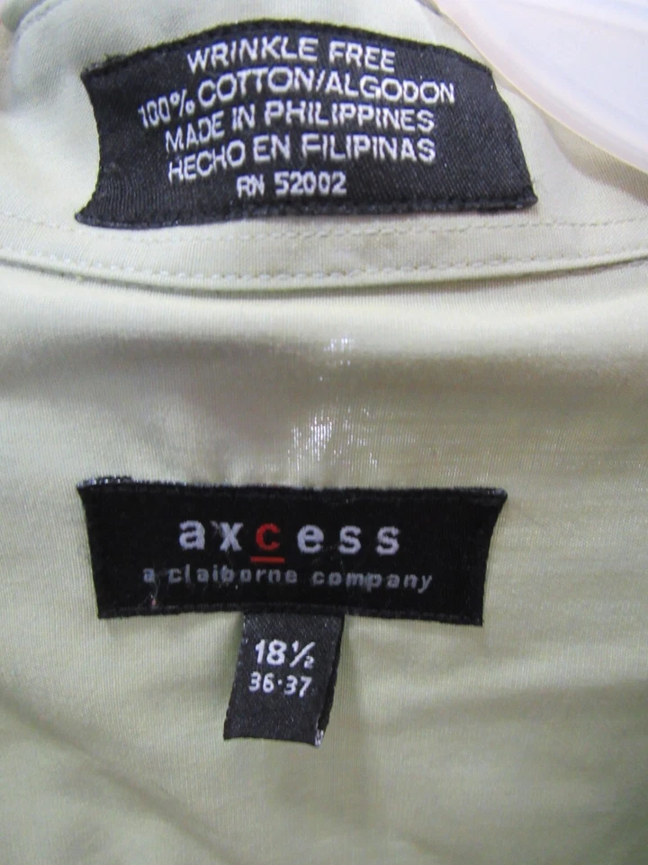 Camisa de Vestir Axcess Talla 18.5 36 37 Verde Botón Frontal Manga Larga Bolsillo Foto 2 de 3