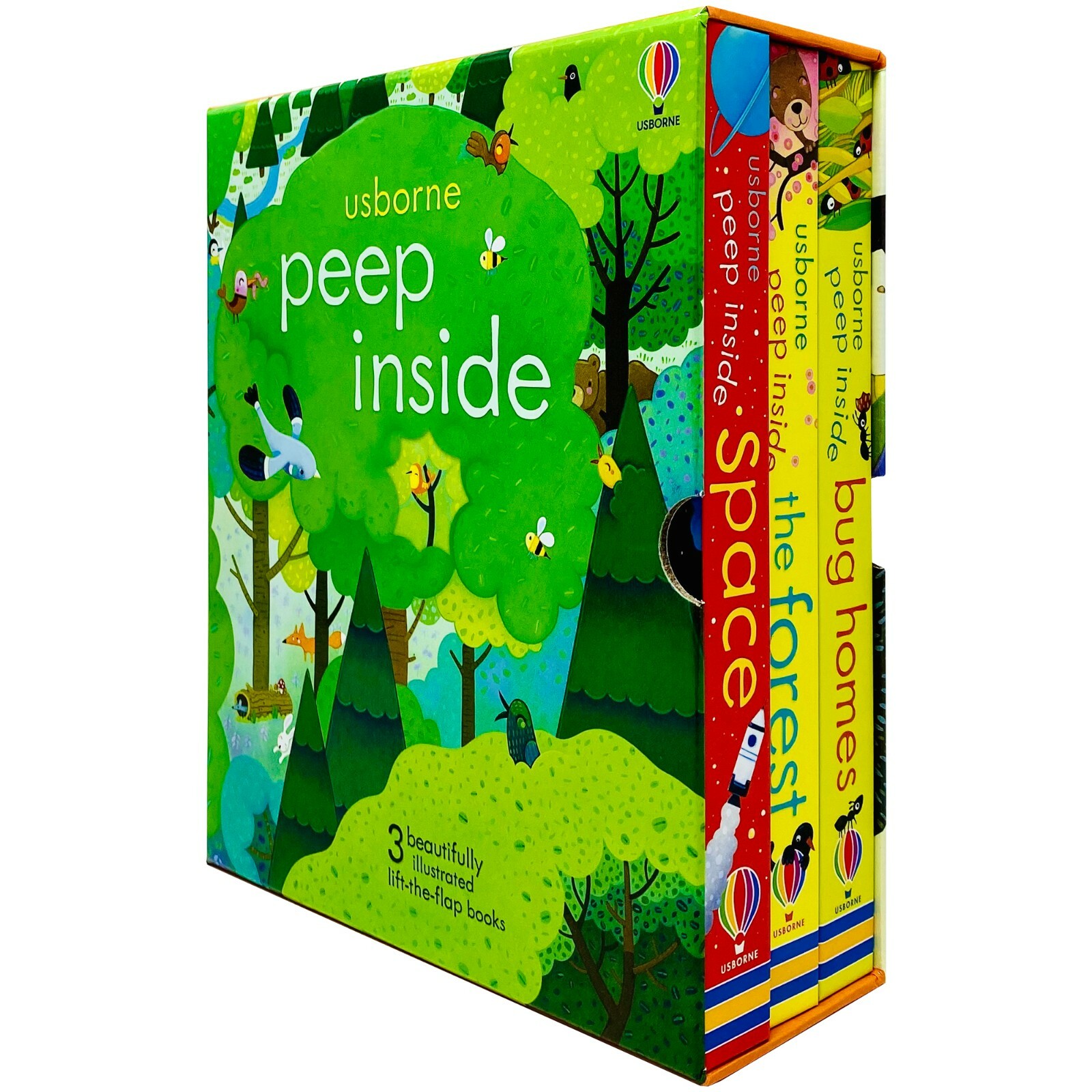 Usborne Peep Inside Lift-the-Flap Series 3 Books Collection Box Set Space,Forest
