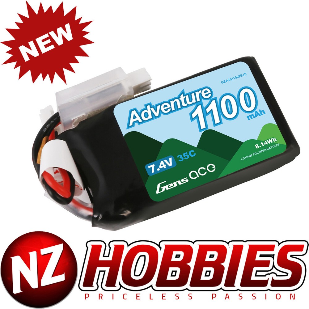 Gens Ace 1100mAh 2S 7.4V 35C Adventure Series Lipo Battery Pack With JST-PHR Plu