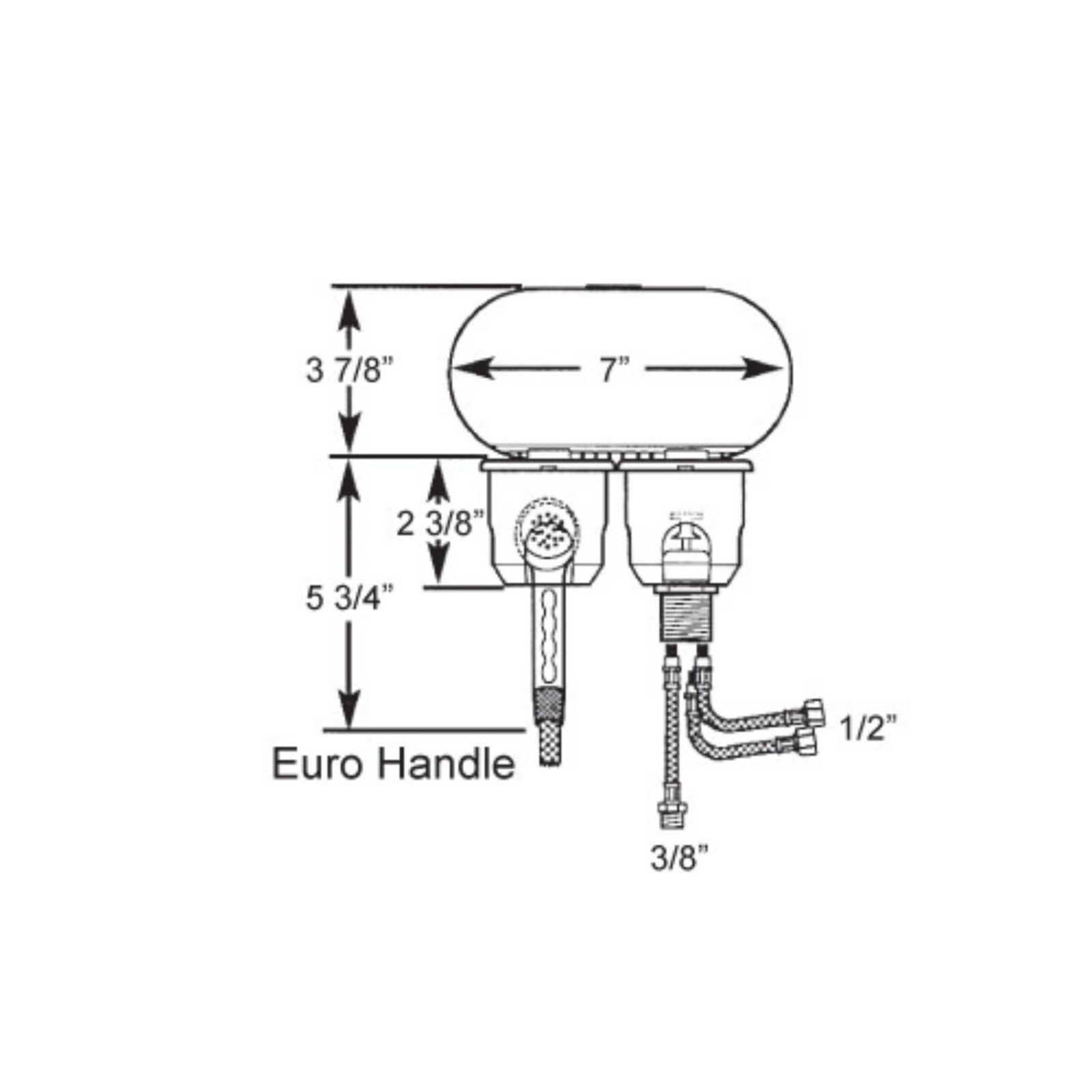 Marine Recessed Euro Trigger Handle Transom Shower with Mixing Valve