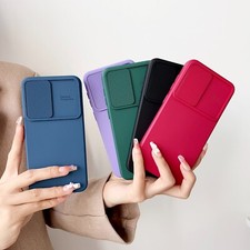 For Samsung Galaxy A56 A36 A53 A32 A15 Solid Colour Sliding Lens Cap Phone Case