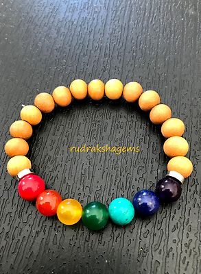 Grade A Stein Ultimate 7 Chakra Armband Perlen Yoga Weiß Sandelholz Mala