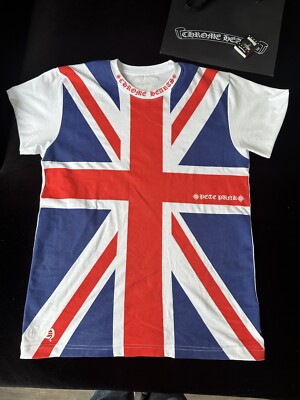 Chrome Hearts Neck Logo SS Tee ★Union Jack England Flag★ Chrome Hearts Limited Edition British Flag T-shirt M | eBay
