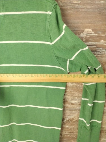 VTG 80s American Eagle Long Sleeve Polo Shirt Mens Large Green white Stripe - Picture 11 of 11