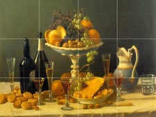 Art Wine Dessert Mural Ceramic Backsplash Tile 856
