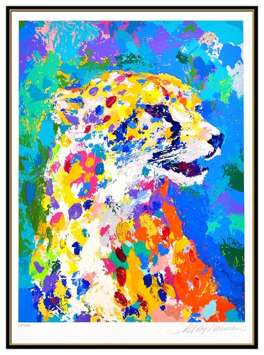 LeRoy Neiman Cheetah Portrait Large Color Serigraph Hand SIgned Big Cat Artwork - Picture 3 of 6