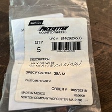 Pack of 5 Norton Surface Grinding Wheels Pacesetter Mounted 1/4 X 3/8 W162