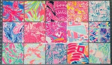 Set of 10 Lilly P. 4x4 Inch Fabric Squares