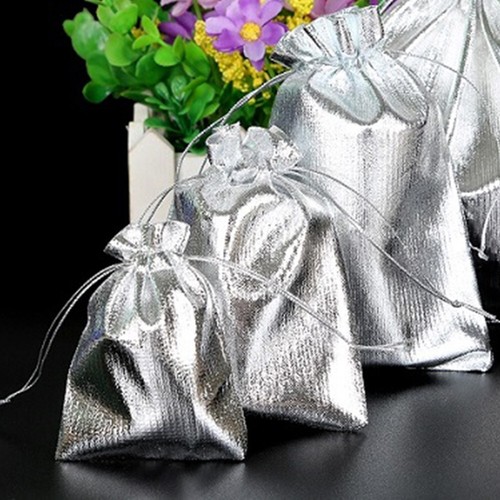 50pcs Gold Silver Metallic Organza Drawstring Pouches Candy Gift Bag-Decoration - Picture 8 of 10