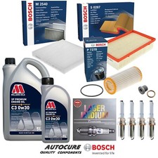 PER VW GOLF R 2.0 TSI MK8 BOSCH OLIO ARIA E FILTRO ABITACOLO KIT DI MANUTENZIONE E TAPPI NGK