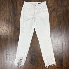 BLANKNYC Women's Size 24 Jeans The Madison Crop High-Rise White Ripped  Raw Hem
