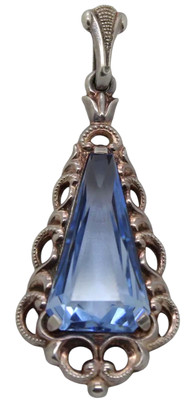   835er Silber Anhänger mit Blautopas Art Deco Antikschmuck - 4,5 cm / 5,07g