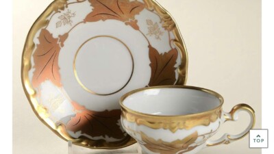 Weimar Jutta White/Gold (6) Demitasse Tea Cups/ Saucers Set