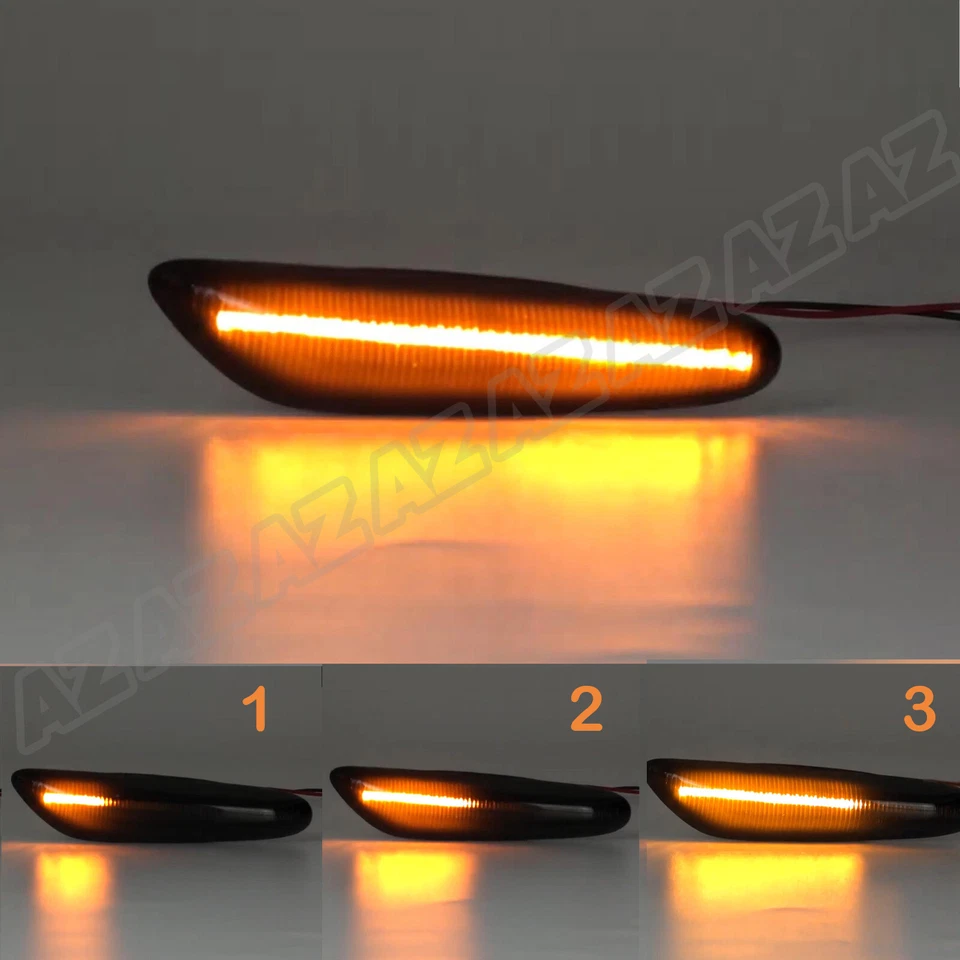 2X Lámpara de señalización lateral LED secuencial ahumada para BMW E90 E91 E92 E60 E61 E82 OE-Fit Foto 2 de 4