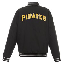 MLB Pittsburgh Pirates Poly Twill Jacket Embroidered  Patch Logos JH Design Blck