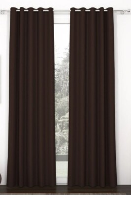 Paar Kunstseide Vorhänge Fenster Tür Verdunkelung mit Raffbändern Ösen Ring Top
