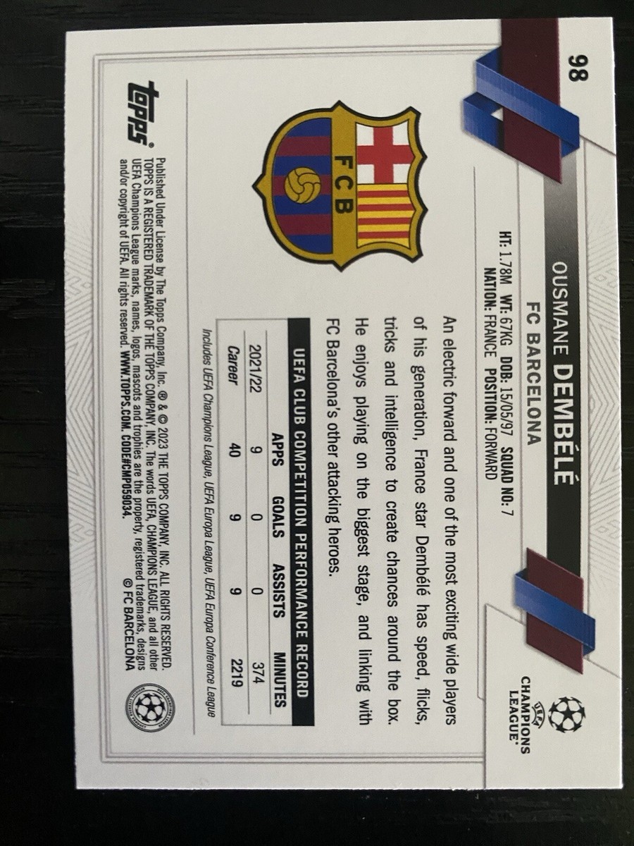 Topps Barcelona / Ousmane Dembele / デンベレ Amazon.com: 2022-23 Topps UEFA Superstars Mystic #53 Ousmane