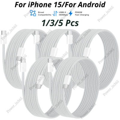 For iPhone 15 Pro Android USB-C to USB-C Cable Fast Charger Type C Charging Cord