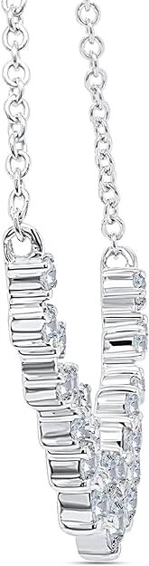 Colgante con racimo de diamantes genuinos de 0,75 quilates para mujer de oro blanco sólido de 10 quilates cadena de 18" Foto 4 de 4