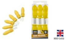 6pk Corn Holder Stainless Steel Corn On The Cob Skewers BBQ Prongs Forks UK