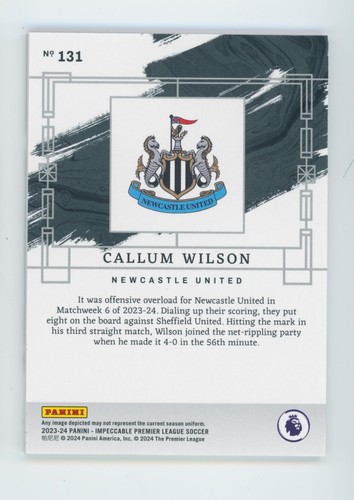 2023-24 Callum Wilson Panini Impeccable Emerald Newcastle United Soccer Card 5/5 - Picture 2 of 3