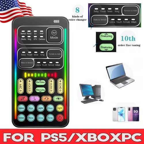 NEW Voice Changer Set Portable Multifunction Mini Sound Card For PS5/XboxPC