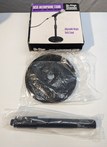 On Stage Adjustable 8.5" - 13" Black Desk Microphone Stand Black DS7200B 6" Base - Picture 3 of 4