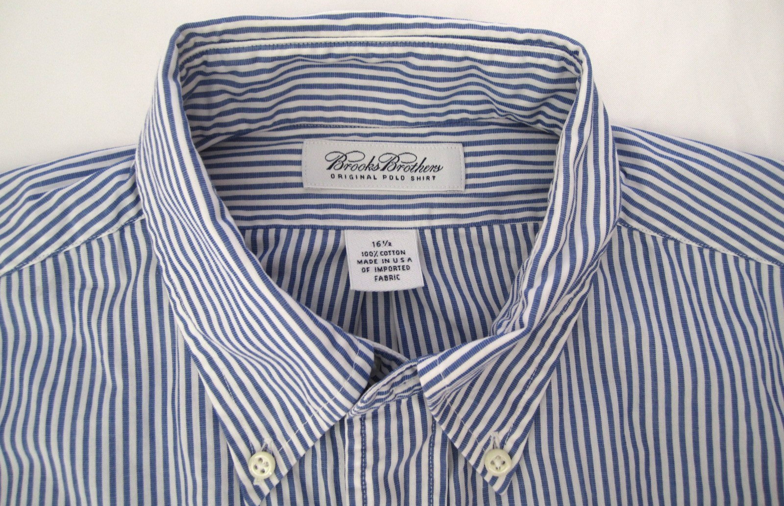 Vtg Men Brooks Brothers Stripes Button Polo Short Sleeve Shirt Sz 16.5 (MT764)