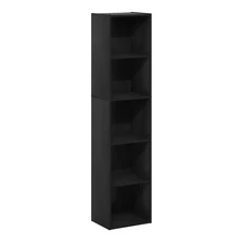 Five-layer open bookshelf, dark wood