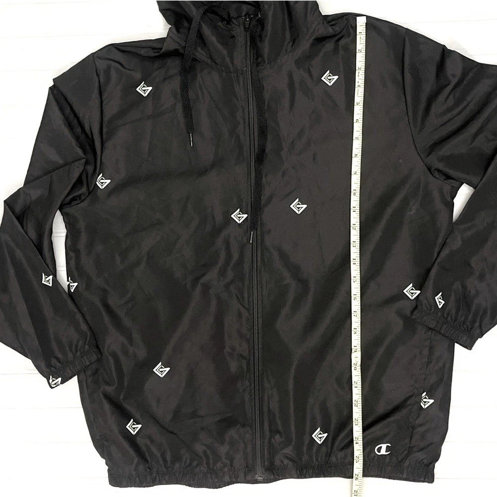 Champion UltraFuse Hooded Windbreaker Jacket Mens Medium Black GLADD Logo NWT - product detail image 9