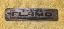 STANDARD OIL FLAMO PUMP METAL EMBOSSED TAG SIGN VINTAGE Very Rare