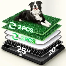 Super Absorbent Dog Grass Pad with Tray, 4-Layer Guard to Stop Leakage/Stink/...