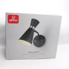 Globe Electric Belmont 1-Light Wall Sconce Satin Black Gold Accents 65855