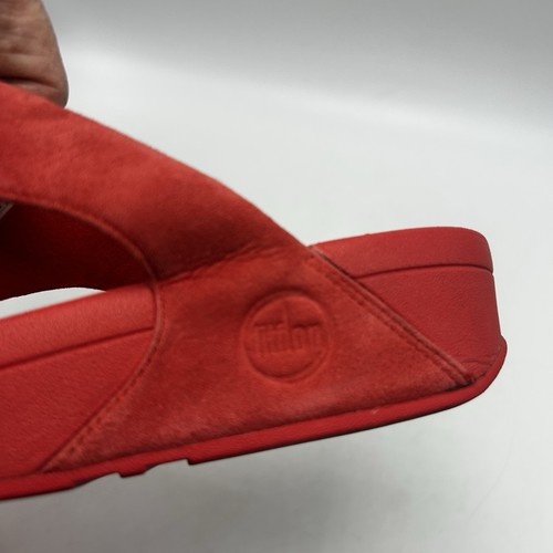 Sandalias FitFlop para mujer 10 chanclas cómodas de cuero rojo tanga para caminar - Imagen 6 de 8