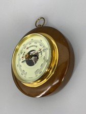 * ANEROID BAROMETER LUFTDRUCK RUND WETTER HOLZ VINTAGE 50/60er