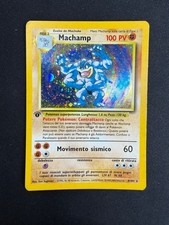 Pokemon Machamp 8/102 Set Base Rara Holo Swirl Prima Edizione Wizards IT Vintage