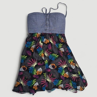 Hello Kitty Girlhood Floral McBling Strapless Dress Small