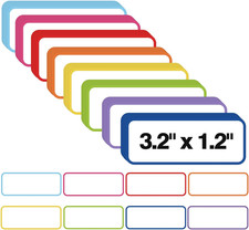 72 Pcs Dry Erase Magnetic Labels, 3.2 X 1.2 Colored Border Reusable Writable Mag