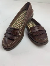 SPERRY Topsider Leather Seaport Casual Penny Loafer Flats Tan Brown Size 7M