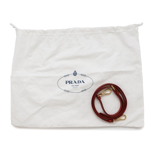 PRADA Drawstring bucket bag Canvas/Raffia Red 1BH115 - Picture 17 of 17